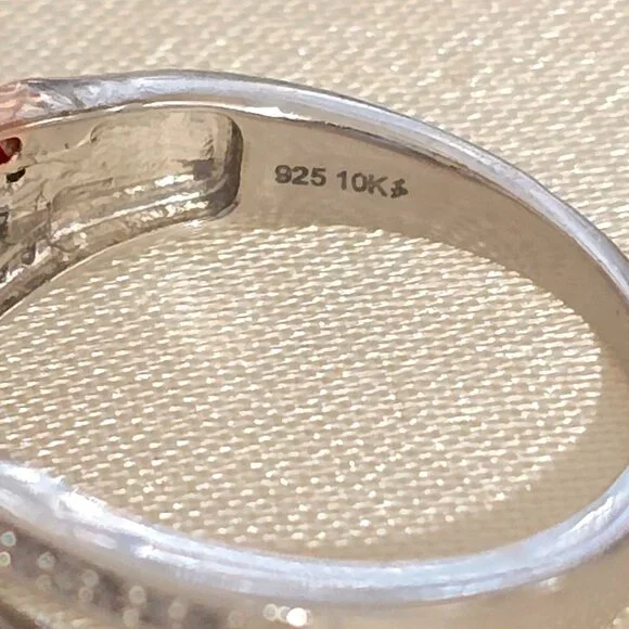 Diamond Three Stone Bypass Ring – 10K Rose Gold & Sterling Silver - Size 7 - Picture 4 of 9